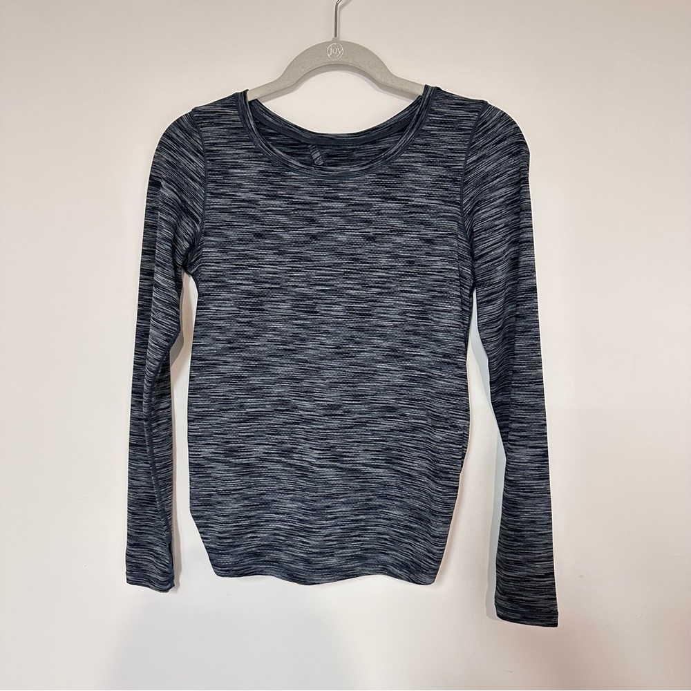 ZYIA Women's Black Gray Split Back Tie Long Sleeve Seamless Breathable Top Small - Picture 2 of 6